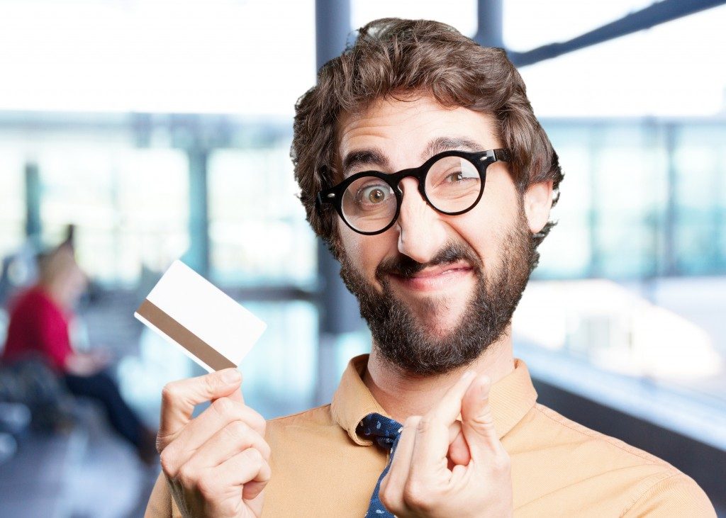 Crazy man with credit card